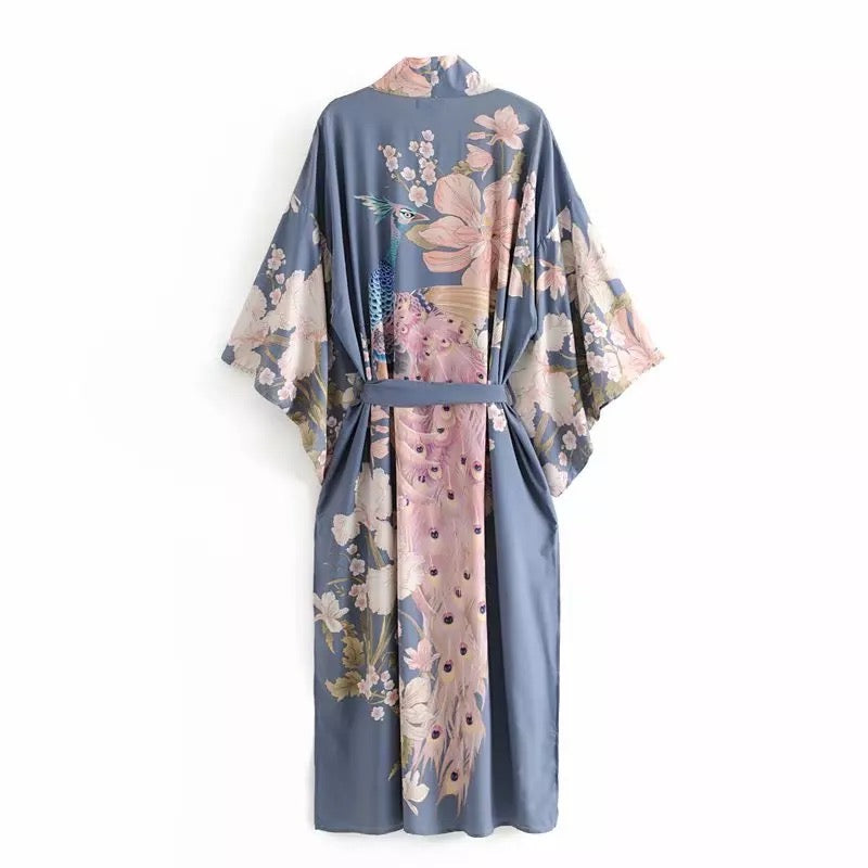 Peacock kimono . blue